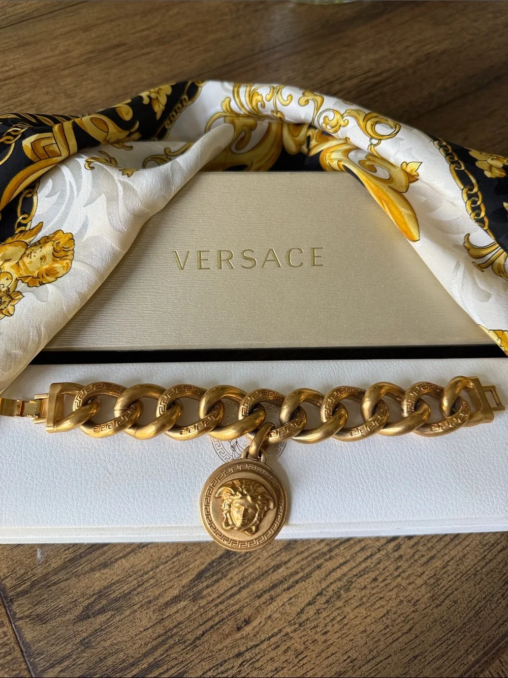 Versace Gold-Tone Medusa Charm Link Bracelet